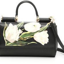 Dolce & Gabbana Sicily Mini Bag With Tulip Print TULIPANI BIANCHI F.NERO