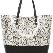 Cole Haan Beckett Large Leather Tote BLACK-WHITE SNAKE