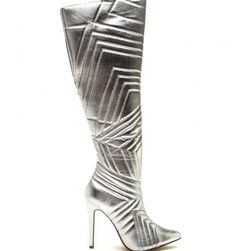Incaltaminte Femei CheapChic Quilted Wonder Metallic Boots Silver