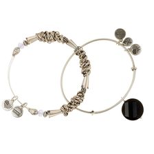 Alex and Ani Beaded Expandable Wire Bangles - Set of 2 SILVER FINISH