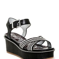 Incaltaminte Femei Sam Edelman Tina Genuine Calf Hair Platform Sandal BLACK-ZEBRA