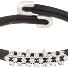 Natasha Accessories Mini Crystal Leather Cuff Bracelet BLACK-SILVER