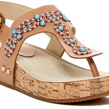 Ellen Tracy Islander Platform Wedge Thong Sandal Pecan