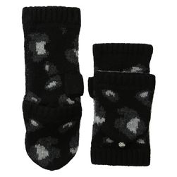 Michael Kors Animal Print Jacquard Mini Pop Over Glove Black/Derby/Pearl Heather Grey