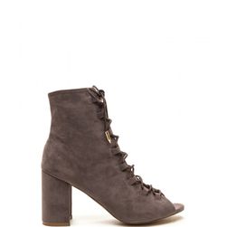 Incaltaminte Femei CheapChic Daily Strut Lace-up Chunky Booties Grey