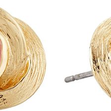 Cole Haan Center Stone Knotted Stud Earrings Gold/Dark Pink