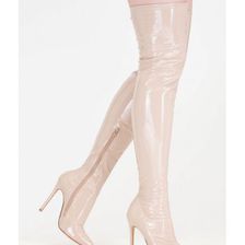 Incaltaminte Femei CheapChic Long Story Chic Faux Patent Boots Nude