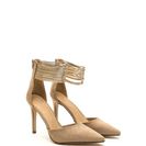 Incaltaminte Femei CheapChic Power Play Pointy Faux Suede Heels Taupegold