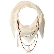 Accesorii Femei BCBGeneration Solid Layered Beads Triangle Scarf Ivory