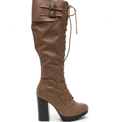 Incaltaminte Femei CheapChic Way Way Way Up Lace-up Lug Boots Taupe