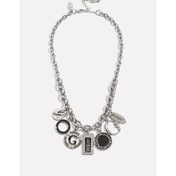 Bijuterii Femei GUESS Silver-Tone Enamel Charm Necklace silver