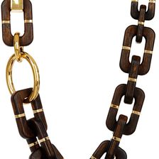 Diane von Furstenberg Large Wood Chain Link Necklace DARK BROWN