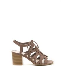 Incaltaminte Femei CheapChic Day Tripping Lace-up Chunky Block Heels Taupe