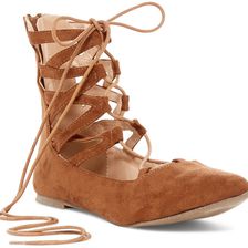 Chase & Chloe Preston Lace-Up Flat TAN