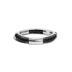 Bijuterii Femei GUESS Black and Silver-Tone Braided Bangle silver