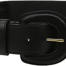 Ralph Lauren Classics 2 1/2" Leather Covered Buckle Stretch Belt w/ Smooth PU & Inset Canvas Black