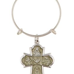 Bijuterii Femei Alex and Ani Argentium Sterling Silver Sacred Cross Mini Expandable Ring RUSSIAN SILVER