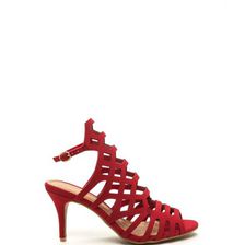 Incaltaminte Femei CheapChic Fancy \'n Fresh Faux Nubuck Caged Heels Red