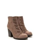 Incaltaminte Femei CheapChic Morale Boost Laced Block Heel Booties Taupe