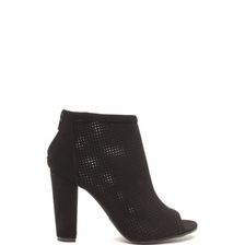 Incaltaminte Femei CheapChic Talk Is Chic Perforated Chunky Booties Black