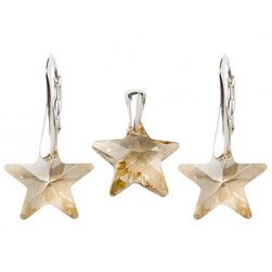 Set Argint 925 cu Swarovski Elements, Golden Shadow, 16 mm