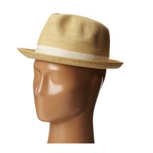 BCBGMAXAZRIA Pinstripe Fedora Hat Natural