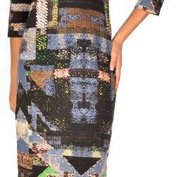 Rochie office bleumarin midi imprimata 201321BM