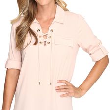 Calvin Klein Lace Up Roll Sleeve Blush