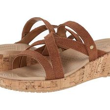 Incaltaminte Femei Crocs A-Leigh Shimmer Leather Mini Wedge Brown Shimmer