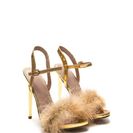 Incaltaminte Femei CheapChic Shake Ya Tail Feather Metallic Heels Gold