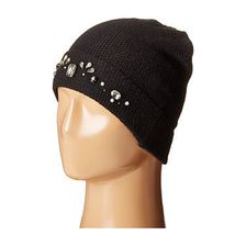 Accesorii Femei LAUREN Ralph Lauren Jewel Encrested Waffle Stitch Cuff Hat BlackJet Smoke
