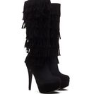 Incaltaminte Femei CheapChic Fringe Worthy Faux Suede Platform Boots Black