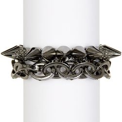 Free Press Stretch Spike & Chain Bracelet Set BLACK DMND-HEMATITE