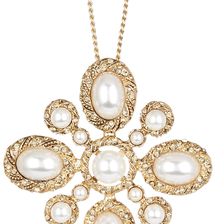 Natasha Accessories Antique Gold-Tone Synthetic Pearl Pendant Necklace ANTIQUE GOLD-CRYSTAL