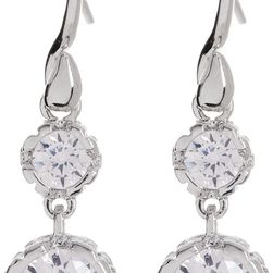 Diane von Furstenberg CZ Double Drop Earrings CRYSTAL