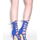 Incaltaminte Femei CheapChic Laced And Loaded Faux Suede Heels Blue