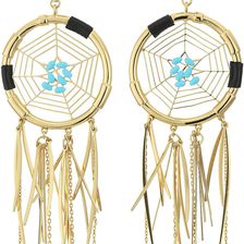 Rebecca Minkoff Large Dream Catcher Earrings Gold/Turquoise