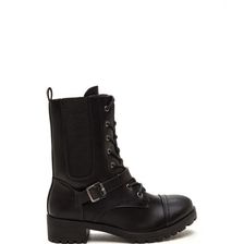 Incaltaminte Femei CheapChic Close Combat Faux Leather Lace-up Boots Black
