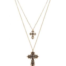 Bijuterii Femei Forever21 Cross Pendant Layered Necklace Antique gold