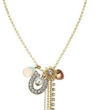 Betsey Johnson Throwback Betsey Charmy Y-Necklace Crystal
