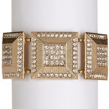 Natasha Accessories Crystal Square Stretch Bracelet GOLD-CRYSTAL