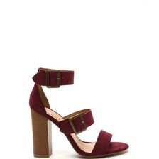 Incaltaminte Femei CheapChic Chic Outcome Strappy Faux Suede Heels Burgundy