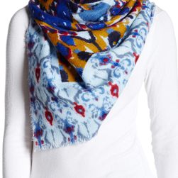 Accesorii Femei Collection Xiix Tile Print Square Blanket Wrap AUSTRALIAN BLUE