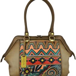Anuschka Handbags Large Wide Satchel Antique Aztec