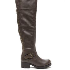 Incaltaminte Femei CheapChic Serious Studs Over-the-knee Lug Boots Taupe