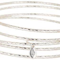 Alex and Ani Thick Textured Expandable Wire Bangle Set SILVER