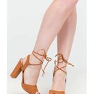 Incaltaminte Femei CheapChic Peep In The Night Chunky Lace-up Heels Whisky