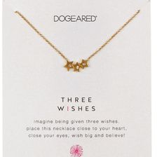 Dogeared 14K Gold Plated Sterling Silver Swarovski Crystal Three Wishes Necklace GOLD