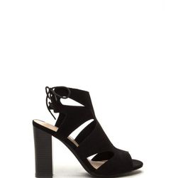 Incaltaminte Femei CheapChic Step It Up Faux Suede Caged Heels Black