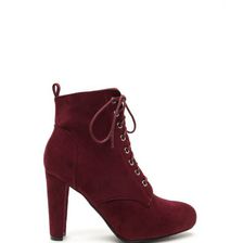 Incaltaminte Femei CheapChic Work To Play Faux Suede Chunky Booties Burgundy